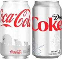 Holiday Coke cans? Coca-Cola and Diet Coke. The designs on these cans are so similar that they caused serious brand confusion among consumers.